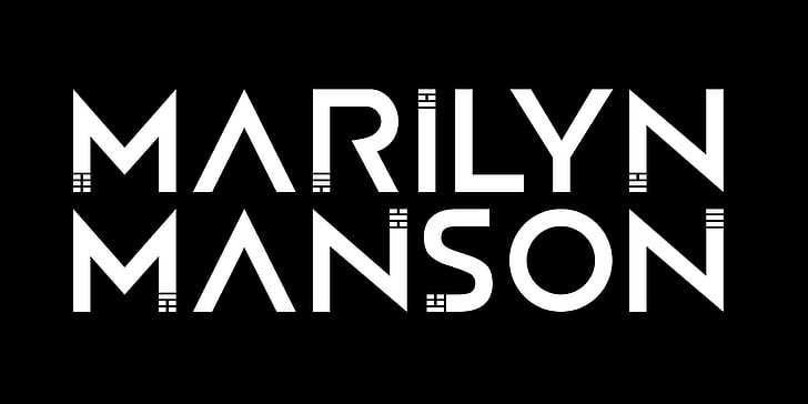 Marilyn Manson, typography, black background, monochrome, music
