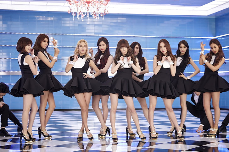SNSD, Girls' Generation, K-pop, women, indoors, group of people, HD wallpaper