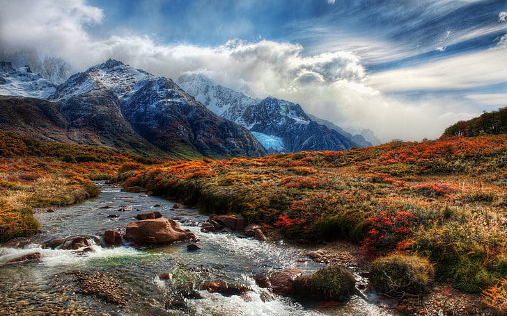 nature, landscape, river, sky, clouds, mountains, scenics - nature, HD wallpaper