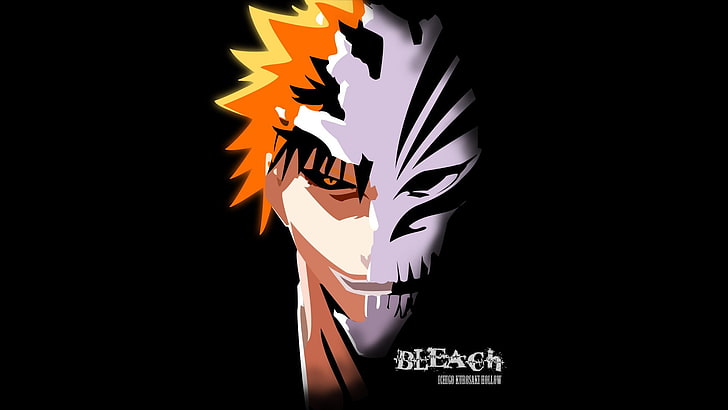 Bleach Ichigo Urusaki poster, Kurosaki Ichigo, mask, Hollow, black background, HD wallpaper