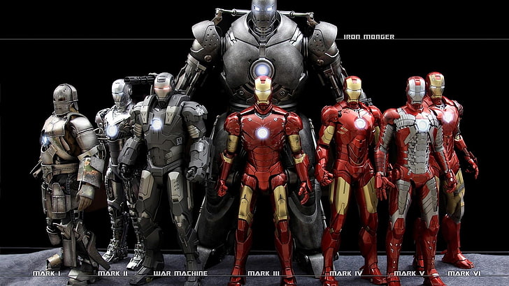 Iron Man movie poster, Marvel Comics, armor, Iron Monger, War Machine