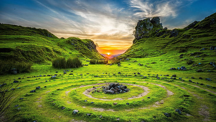 Fairy Glen, Isle of Skye, Scotland, Europe, nature, 4k, HD wallpaper