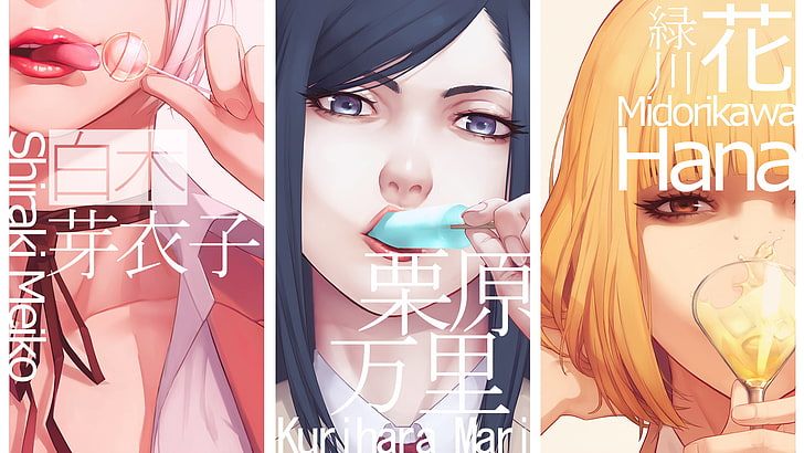 anime girls, Shiraki Meiko, Midorikawa Hana, Kurihara Mari