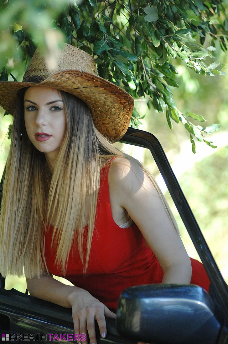 Stella Cox, model, women, sun hats, HD wallpaper