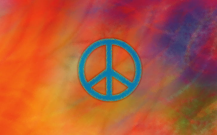 Colorful, Peace, Logo, blue peace sign illustration, HD wallpaper