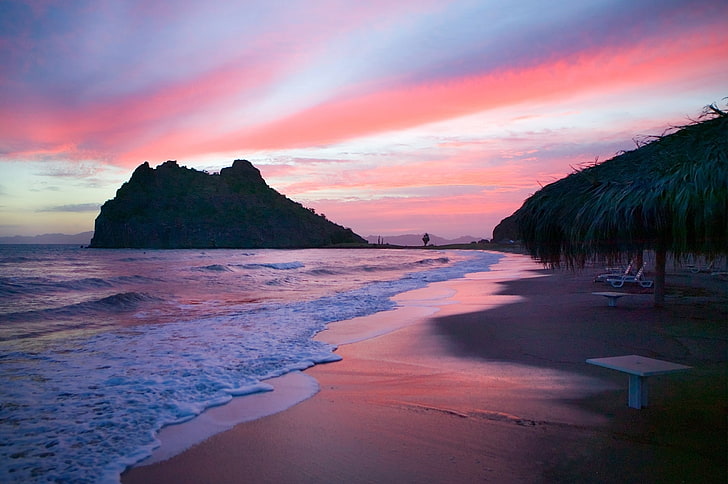 HD wallpaper: sunset high resolution desktop backgrounds, sea, water, beach  | Wallpaper Flare