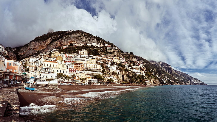 cityscape, building, sea, Positano, Italy, building exterior, HD wallpaper