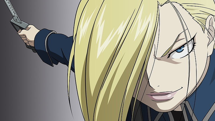 yellow haired female anime character, Full Metal Alchemist, Olivier Milla Armstrong