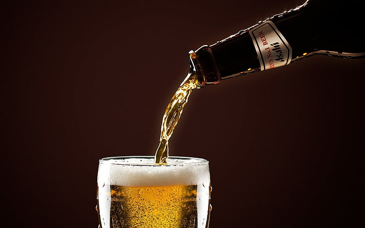 beer, drink, refreshment, food and drink, pouring, glass, studio shot, HD wallpaper