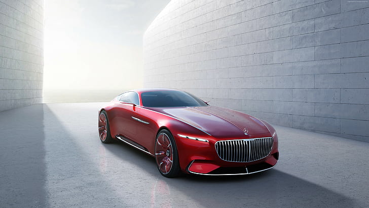 red, Vision Mercedes Maybach 6, luxury cars, electric cars