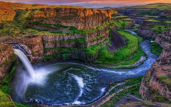 nature, waterfall, HDR, landscape, river, Palouse Falls, USA, HD wallpaper