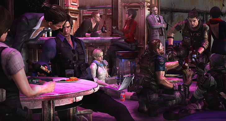 man and woman illustrations, biohazard, party, Capcom, Resident Evil 6