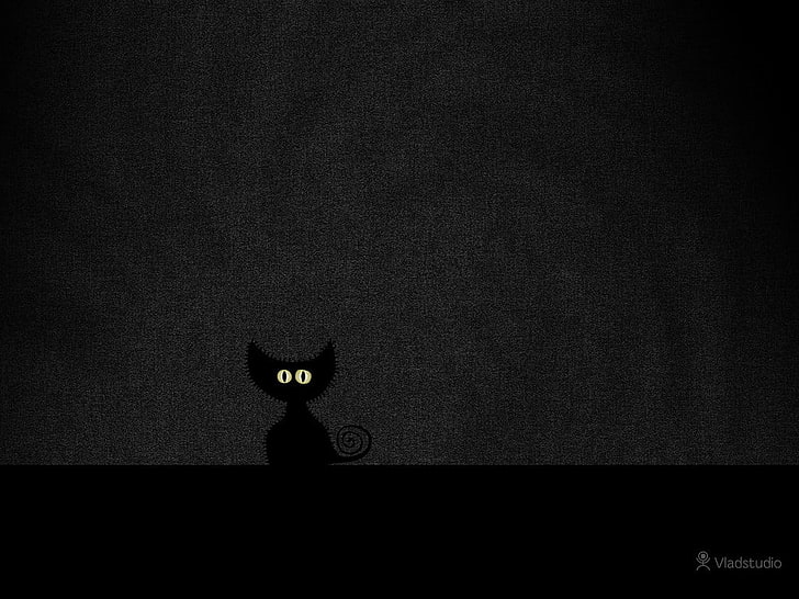 HD wallpaper: black cat illustration, Vladstudio, dark background, indoors  | Wallpaper Flare