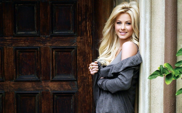 smiling, Julianne Hough, blonde, women outdoors, actress, looking at viewer
