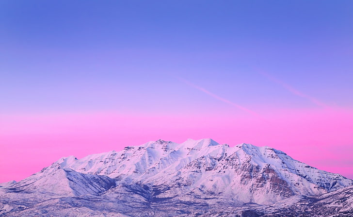 Mount Timpanogos   Pink Sunset, mountain covered by snow wallpaper