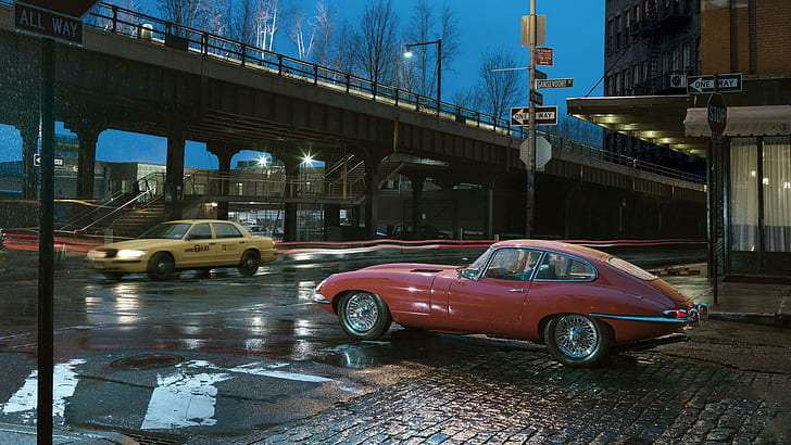 1961 Jaguar E-Type, red classic coupe, cars, 1920x1080, HD wallpaper