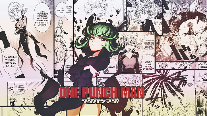anime girls, One-Punch Man, Tatsumaki, text, representation