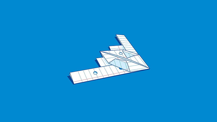 humor artwork minimalism simple threadless paperplanes blue, HD wallpaper
