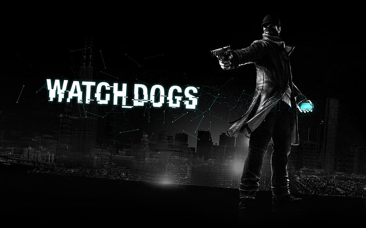 Aiden Pearce Watch Dogs Game, text, night, architecture, full length, HD wallpaper