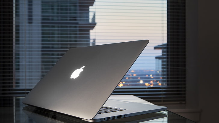 silver MacBook, Apple Inc., technology, computer, laptop, logo, HD wallpaper