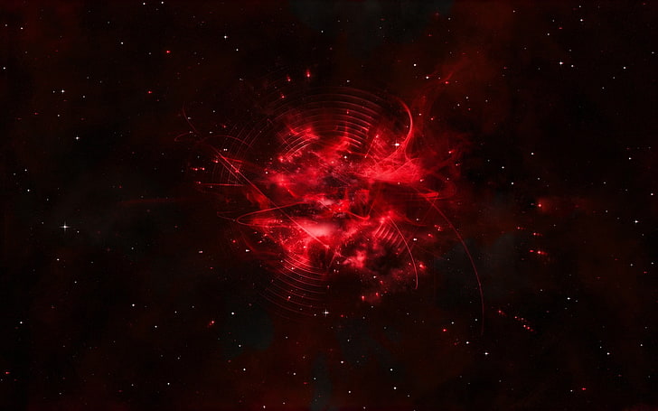 red galaxy wallpaper, space, stars, digital art, astronomy, star - space