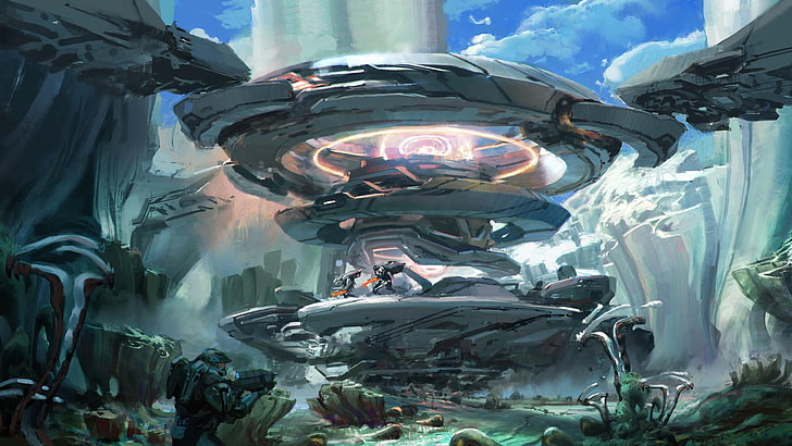 video game digital wallpaper, fantasy art, futuristic, science fiction