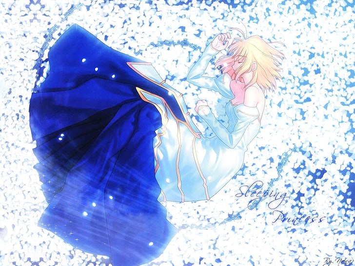anime character in white and blue dress, Type-Moon, Takeuchi Takashi