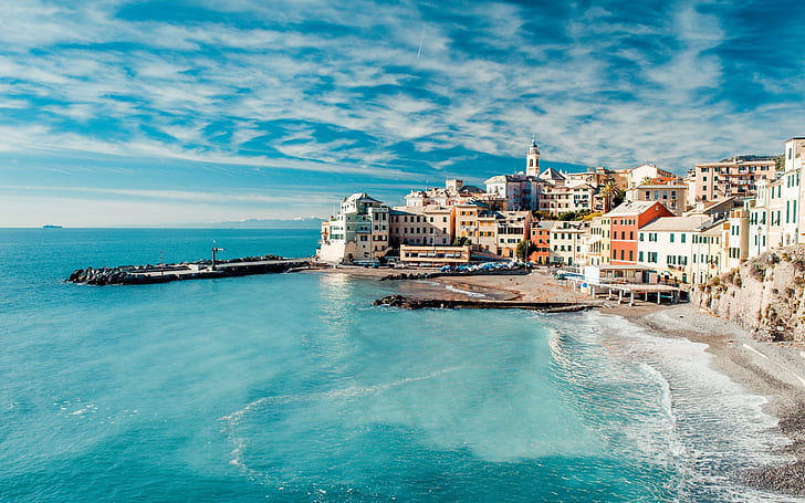 The Cinque Terre View, city beside sea, lanscape, HD wallpaper
