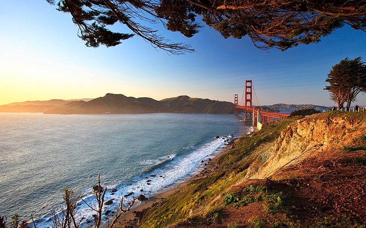 Golden Gate bridge, USA, san francisco, type, city, road, landscape