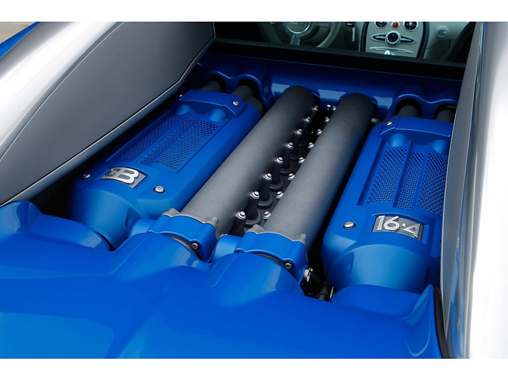 Bugatti 16.4 Veyron Centenaire Edition, 2009 bugatti veyron bleu centenaire engine, HD wallpaper