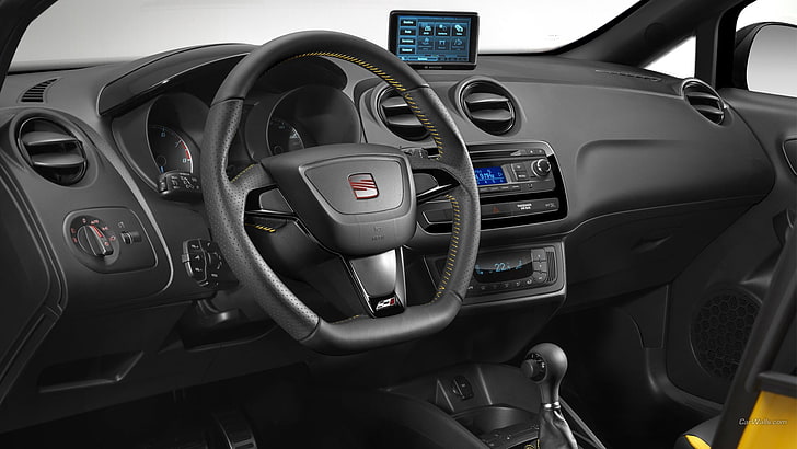 black steering wheel, Seat Ibiza, car, concept cars, transportation, HD wallpaper