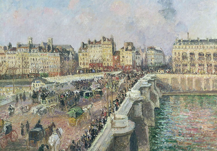 bridge, Paris, picture, the urban landscape, Camille Pissarro, HD wallpaper