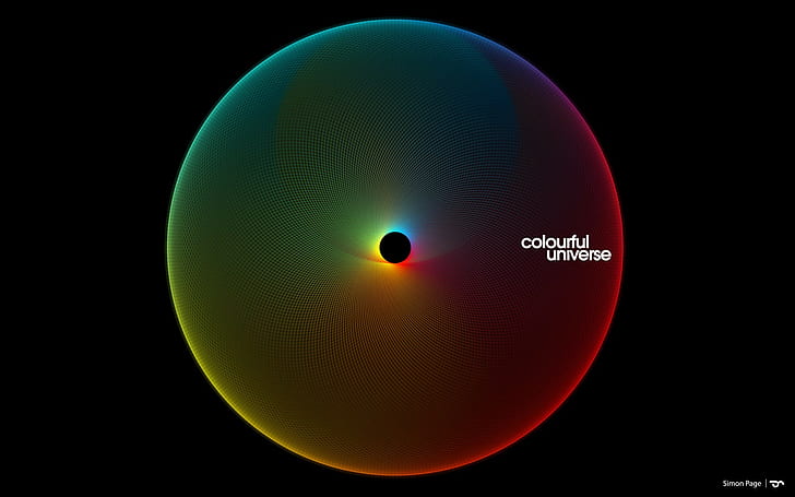 space spectrum colorful sphere circle black background simon c_ page, HD wallpaper
