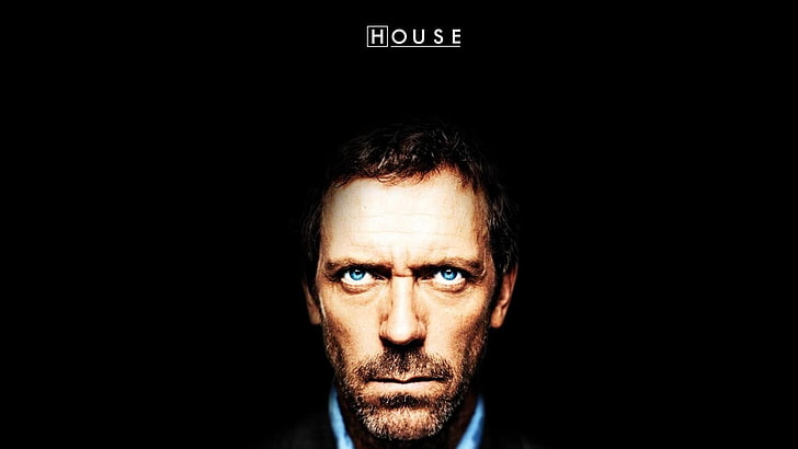 men's black shirt, House, M.D., Hugh Laurie, portrait, one person