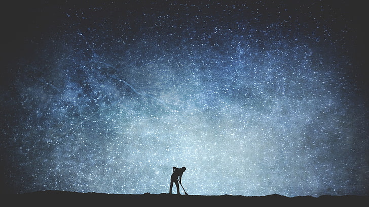 silhouette of a woman, people, stars, star - space, night, sky, HD wallpaper