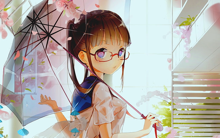 HD wallpaper: Girl Glasses And Umbrella, woman holding umbrella anime  digital wallpaper | Wallpaper Flare