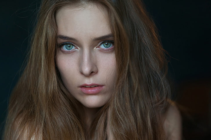 woman with blonde hair and green eyes, Amina Katinova, women, HD wallpaper