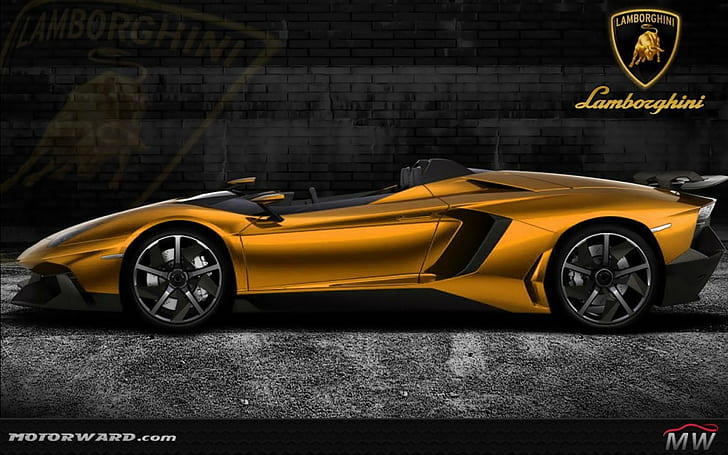Lamborghini Aventador J, gold, cars, HD wallpaper