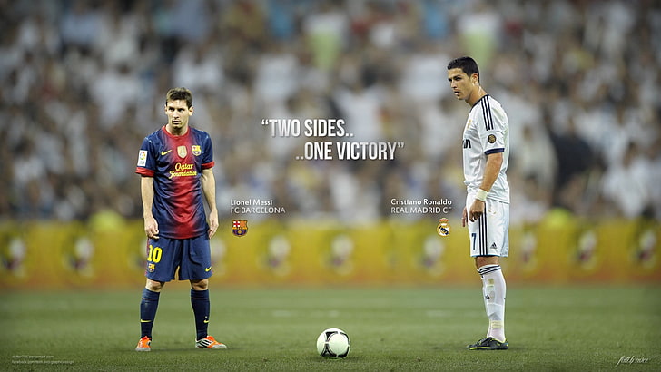 men's white and black soccer jersey, Ronaldo, El Clasico, FC Barcelona, HD wallpaper