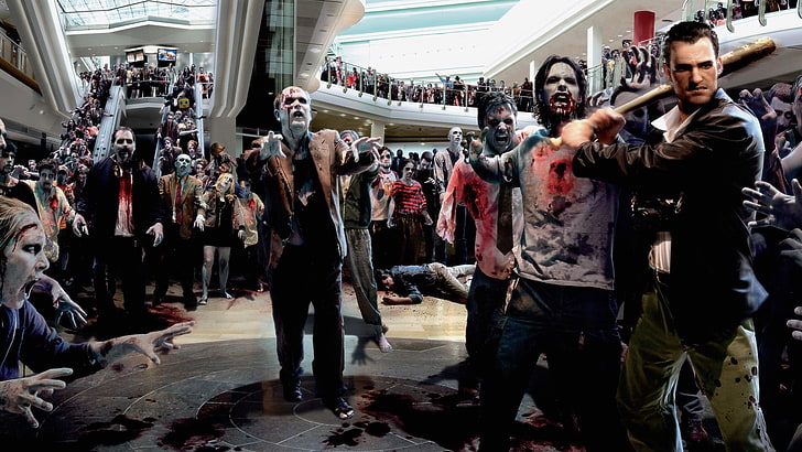 Dead Rising game poster, zombies, crowd, real people, group of people, HD wallpaper
