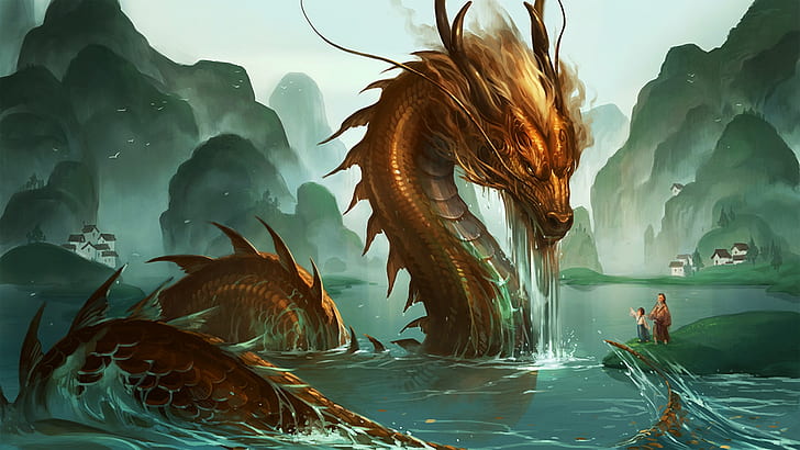 HD wallpaper: dragon, digital art