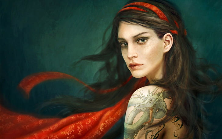 1920x1200 px artwork portrait tattoo women Video Games Other HD Art