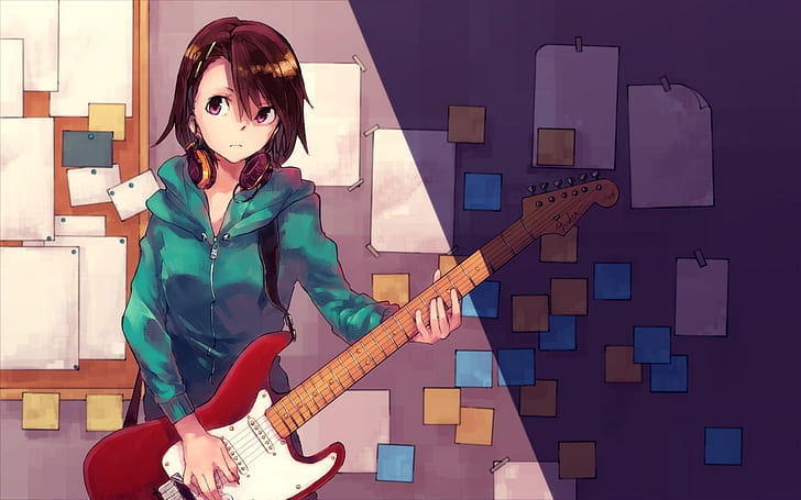 Anime, Music, Girl, Guitar, HD wallpaper
