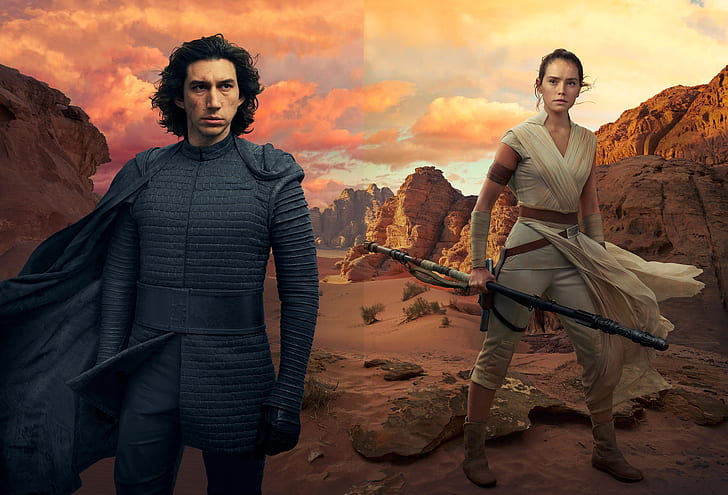 Star Wars, Star Wars: The Rise of Skywalker, Adam Driver, Daisy Ridley, HD wallpaper