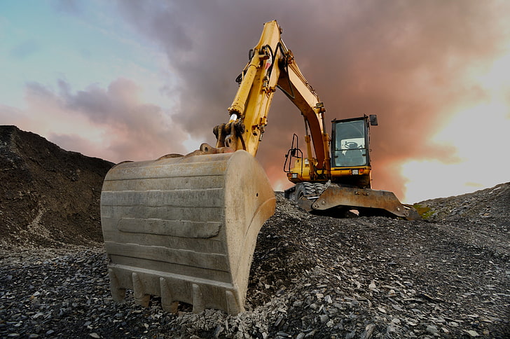 earth, shovel, excavator, seen almost face, industry, machinery, HD wallpaper