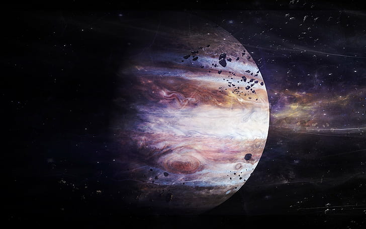 Jupiter Planet Debris HD, white and pink planet, space, HD wallpaper