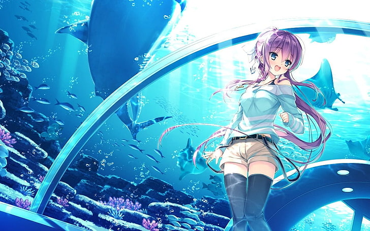anime, anime girls, loli, water, sea, one person, real people, HD wallpaper