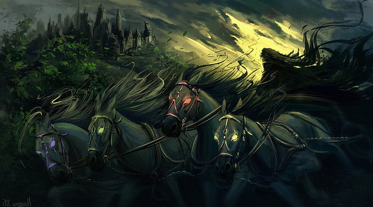 grim reaper fantasy art horse artwork death four horsemen of the apocalypse, HD wallpaper