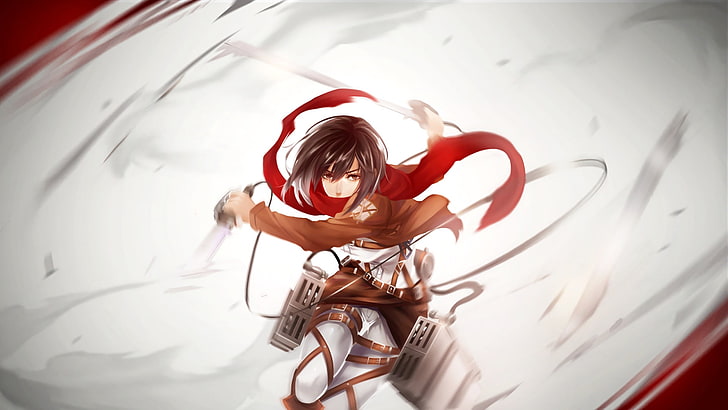 red and white plastic toy, Shingeki no Kyojin, Mikasa Ackerman, HD wallpaper