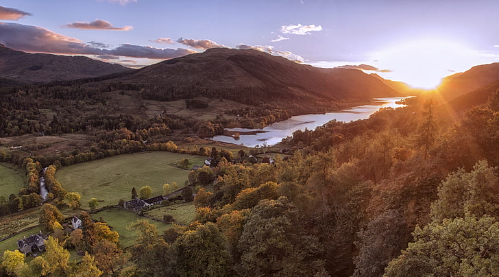 Sunset, Balquhidder, Scotland, Europe, United Kingdom, Nature, HD wallpaper